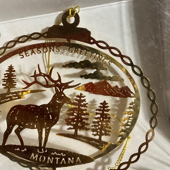 🎄MONTANA-THE TREASURE STATE. 🎄NATION'S TREASURES ORNAMENT, 24K FLASHED BRASS - Picture 2 of 3